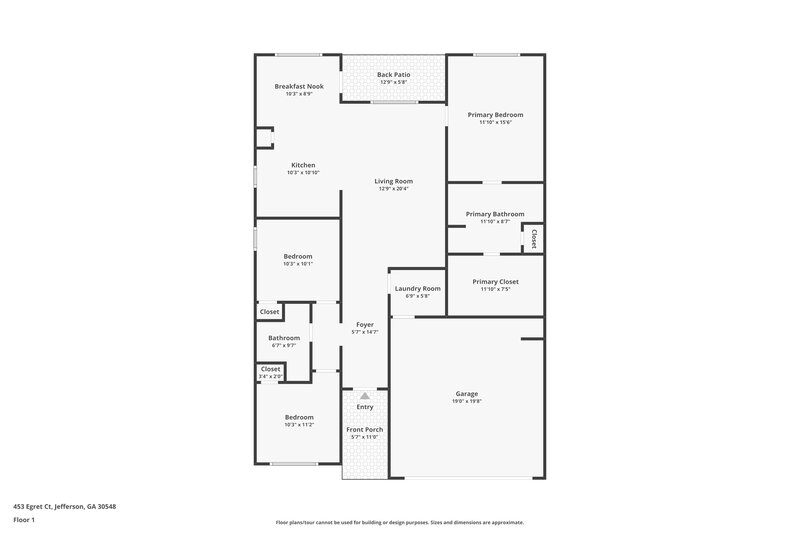 1,910/Mo, 453 Egret Ct Jefferson, GA 30548 Floor Plan View