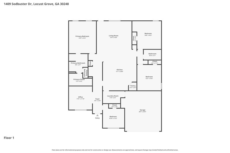 2,380/Mo, 1409 Sodbuster Dr Locust Grove, GA 30248 Floorplan View