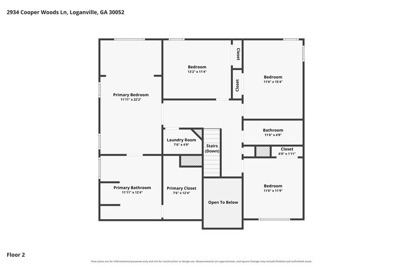 2,330/Mo, 2934 Cooper Woods Ln Loganville, GA 30052 Floor Plan View 2