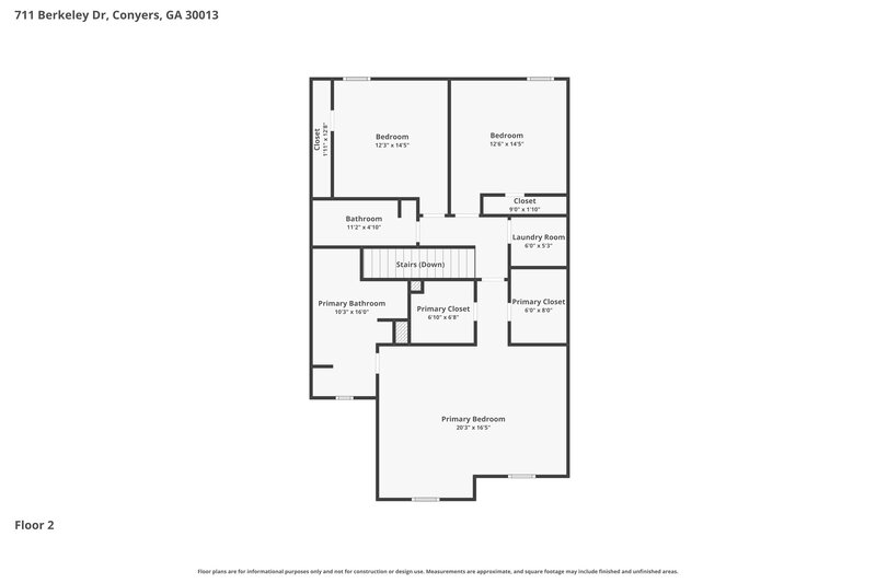 2,190/Mo, 711 Berkeley Dr Conyers, GA 30013 Floor Plan View 2