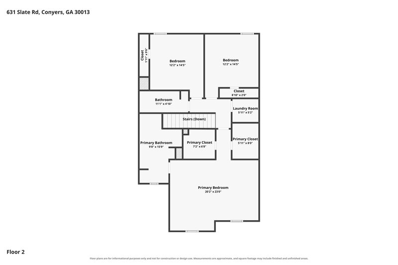2,190/Mo, 631 Slate Rd Conyers, GA 30013 Floor Plan View 2