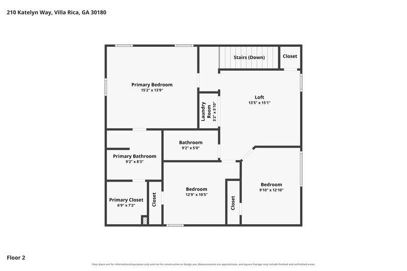 1,990/Mo, 210 Katelyn Way Villa Rica, GA 30180 Floor Plan View 2