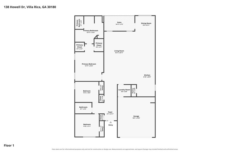 2,155/Mo, 138 Howell Dr Villa Rica, GA 30180 Floor Plan View
