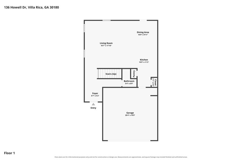 2,060/Mo, 136 Howell Dr Villa Rica, GA 30180 Floor Plan View