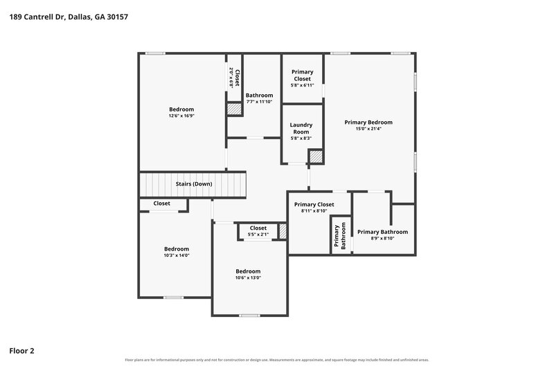 2,450/Mo, 189 Cantrell Dr Dallas, GA 30157 Floor Plan View 2