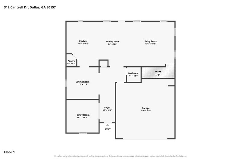2,450/Mo, 312 Cantrell Dr Dallas, GA 30157 Floorplan View