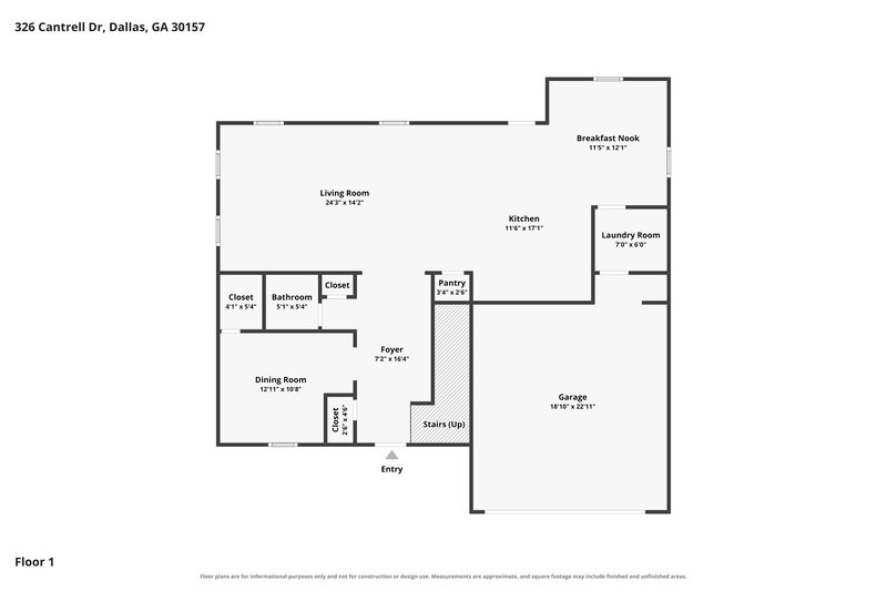 2,495/Mo, 326 Cantrell Dr Dallas, GA 30157 Floor Plan View