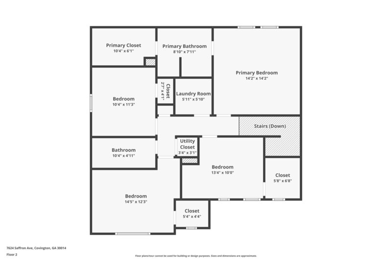 2,860/Mo, 7624 Saffron Ave Covington, GA 30014 Floorplan View 2