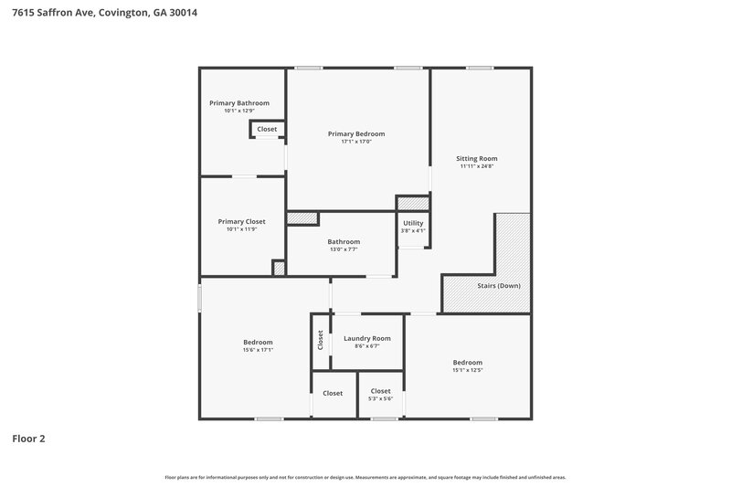 2,140/Mo, 7615 Saffron Ave Covington, GA 30014 Floor Plan View 2
