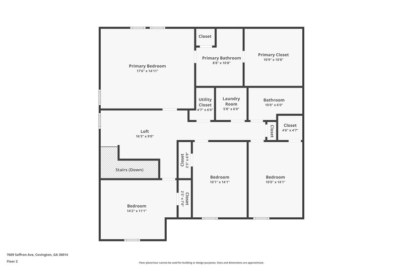 2,250/Mo, 7609 Saffron Ave Covington, GA 30014 Floor Plan View 2