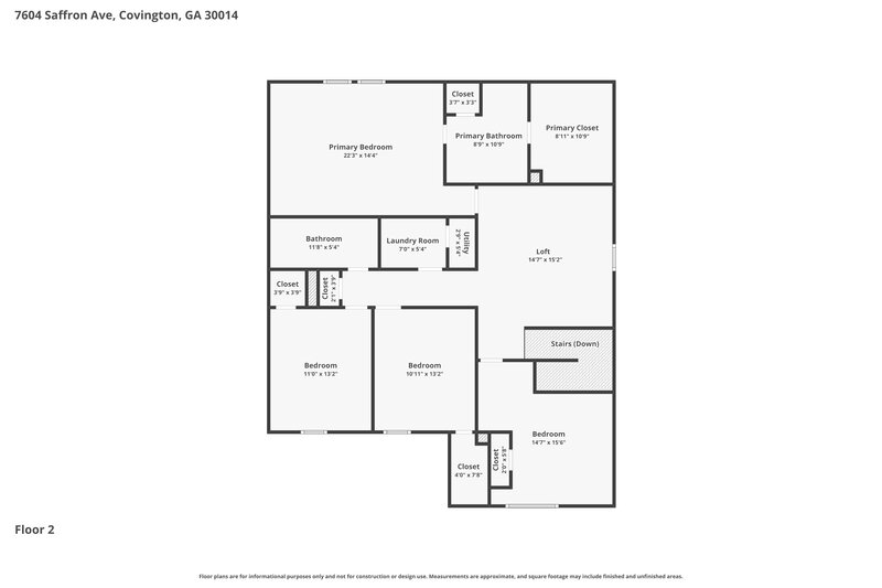 2,500/Mo, 7604 Saffron Ave Covington, GA 30014 Floor Plan View 2