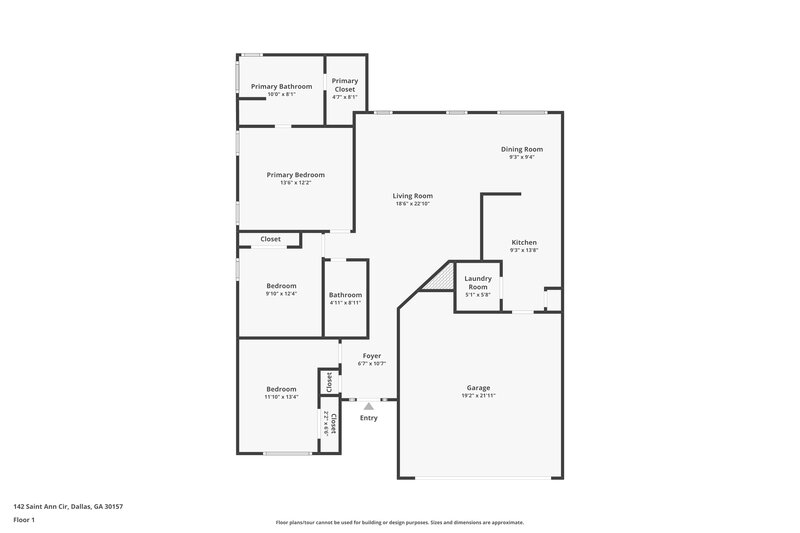 1,500/Mo, 142 St Ann Cir Dallas, GA 30157 Floor Plan View