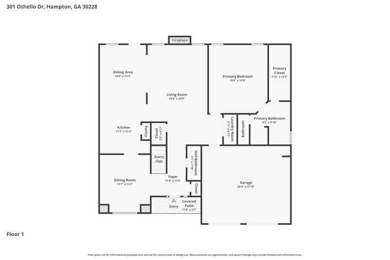 2,570/Mo, 301 Othello Dr Hampton, GA 30228 Floor Plan View