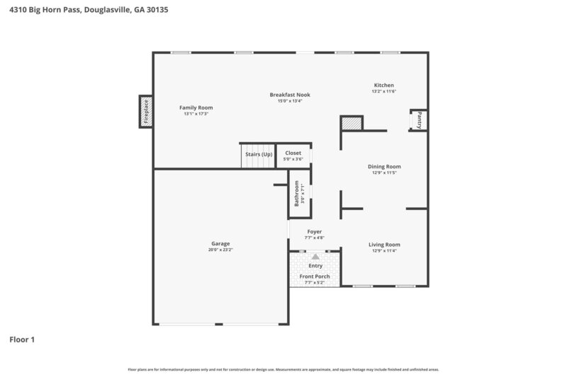 2,180/Mo, 4310 Big Horn Pass Douglasville, GA 30135 Floorplan View