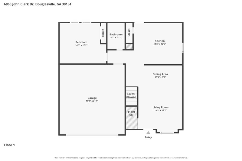 2,225/Mo, 6860 John Clark Dr Douglasville, GA 30134 Floor Plan View 2