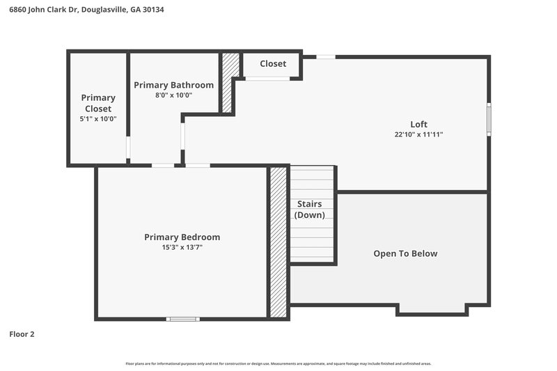 2,225/Mo, 6860 John Clark Dr Douglasville, GA 30134 Floor Plan View 3