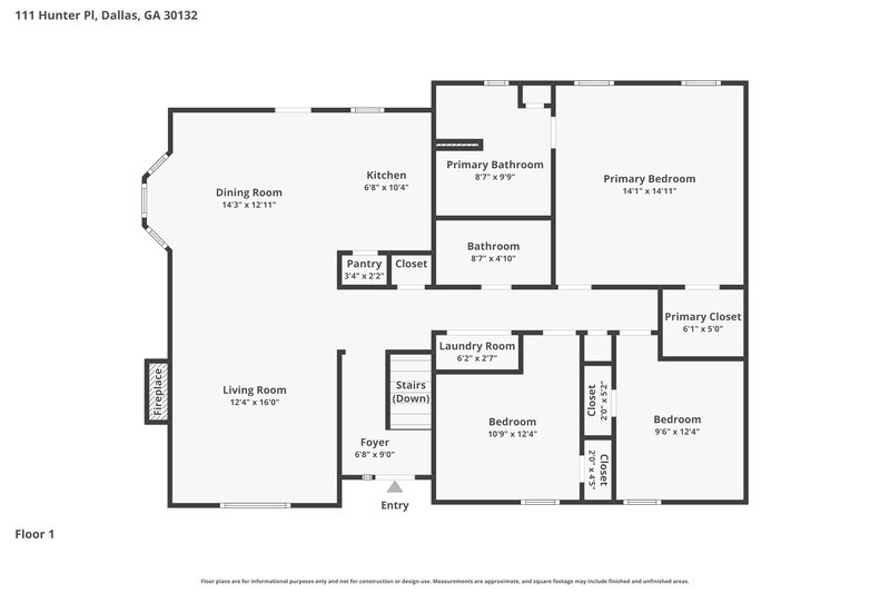 1,980/Mo, 111 Hunter Pl Dallas, GA 30132 Floor Plan View