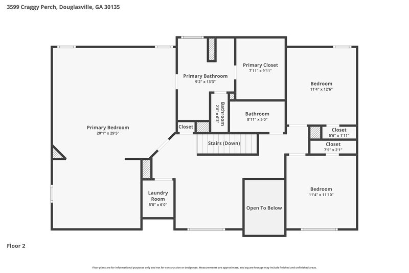 2,530/Mo, 3599 Craggy Perch Douglasville, GA 30135 Floor Plan View 2