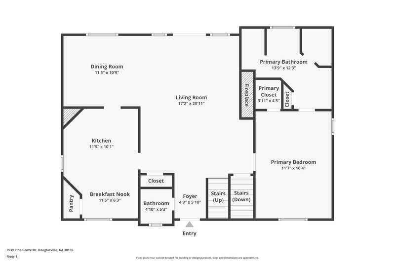 1,865/Mo, 3539 Pine Grove Dr Douglasville, GA 30135 Floor Plan View 2