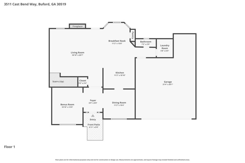 2,325/Mo, 3511 Cast Bend Way Buford, GA 30519 Floorplan View