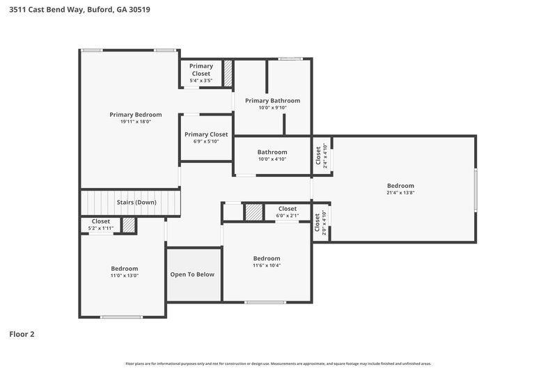 2,325/Mo, 3511 Cast Bend Way Buford, GA 30519 Floorplan View 2