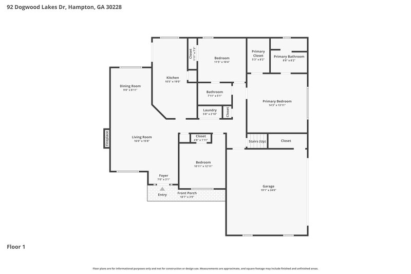 2,075/Mo, 92 Dogwood Lakes Dr Hampton, GA 30228 Floor Plan View