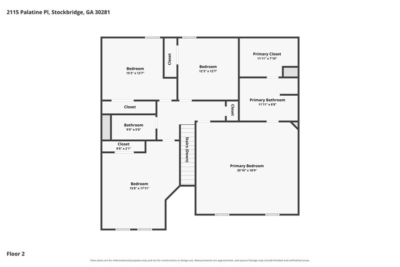 2,325/Mo, 2115 Palatine Pl Stockbridge, GA 30281 Floor Plan View 2