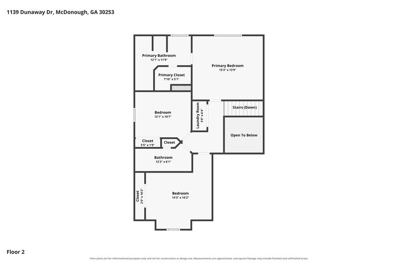 1,895/Mo, 1139 Dunaway Dr McDonough, GA 30253 Floor Plan View 2