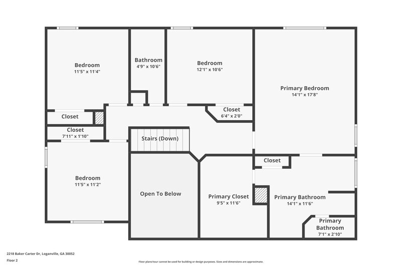 2,300/Mo, 2218 Baker Carter Dr Loganville, GA 30052 Floor Plan View 2
