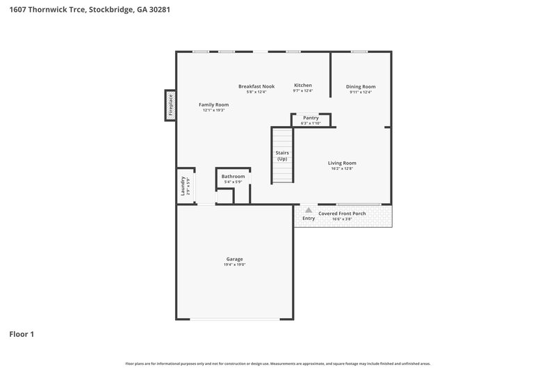 0/Mo, 1607 Thornwick Trce Stockbridge, GA 30281 Floor Plan View