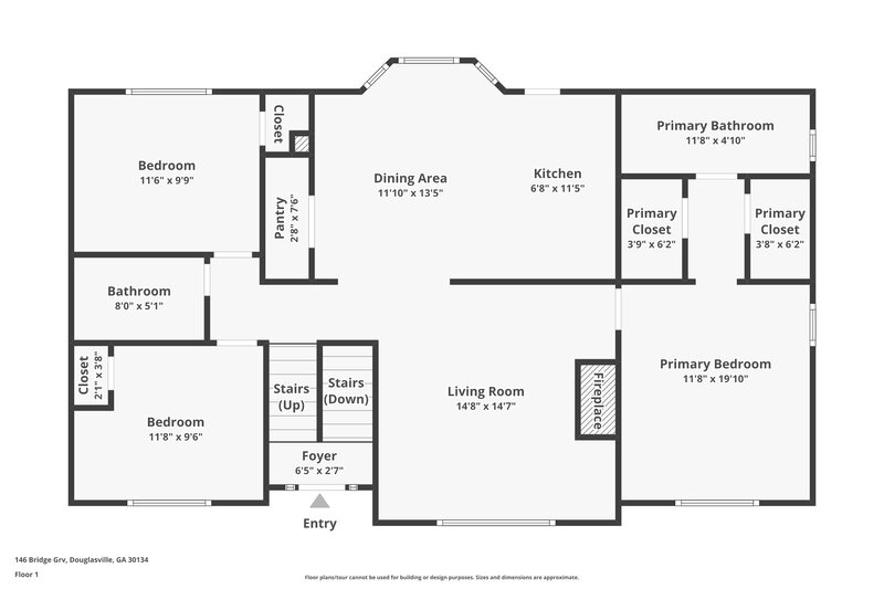 1,770/Mo, 146 Bridge Grv Douglasville, GA 30134 Floor Plan View