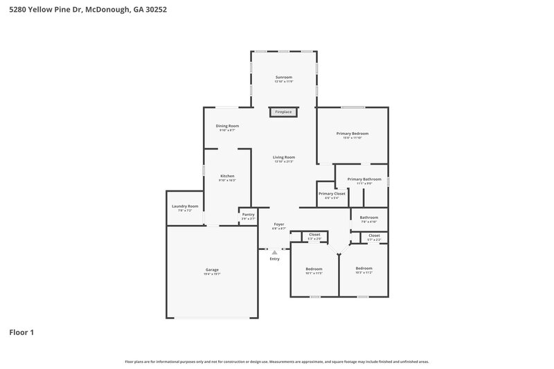 1,900/Mo, 5280 Yellow Pine Dr McDonough, GA 30252 Floor Plan View