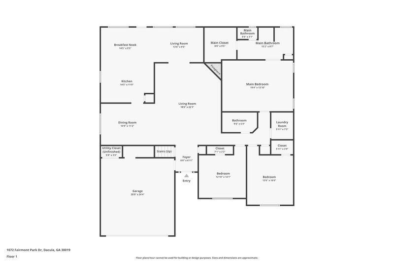2,405/Mo, 1072 Fairmont Park Dr Dacula, GA 30019 Floor Plan View