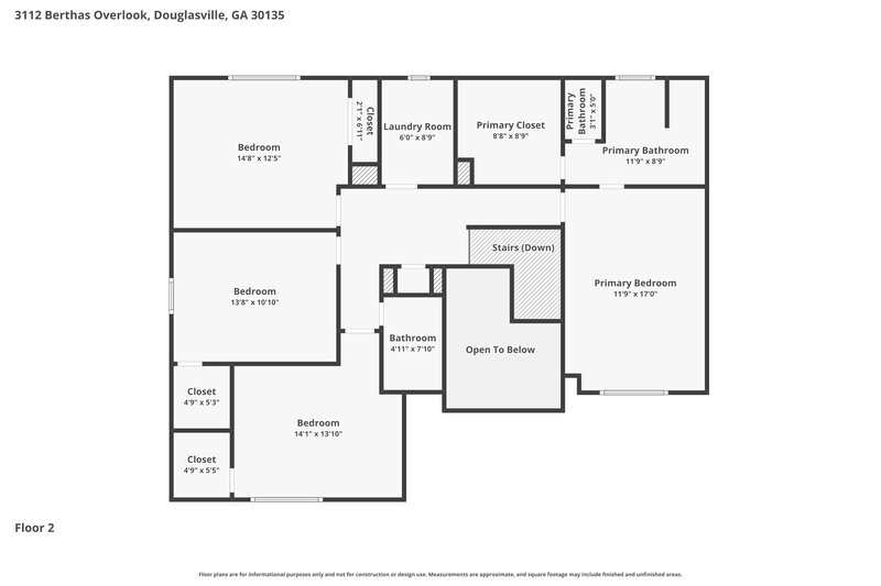 2,135/Mo, 3112 Berthas Overlook Douglasville, GA 30135 Floor Plan View 2