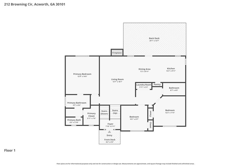 2,020/Mo, 212 Browning Cir Acworth, GA 30101 Floor Plan View