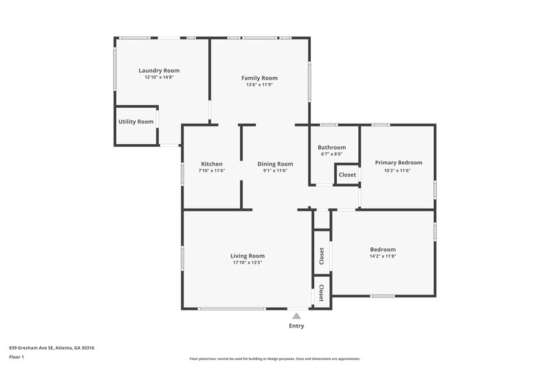 1,665/Mo, 839 Gresham Ave SE Atlanta, GA 30316 Floor Plan View