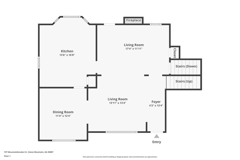 2,100/Mo, 737 Mountainbrooke Cir Stone Mountain, GA 30087 Floorplan View