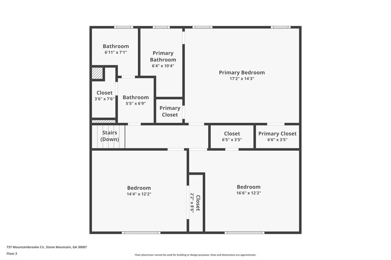 2,100/Mo, 737 Mountainbrooke Cir Stone Mountain, GA 30087 Floorplan View 2