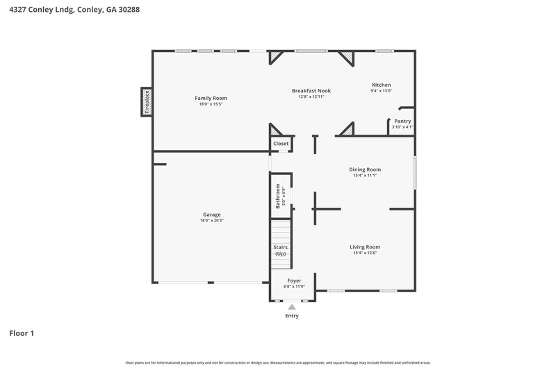 2,505/Mo, 4327 Conley Lndg Conley, GA 30288 Floor Plan View