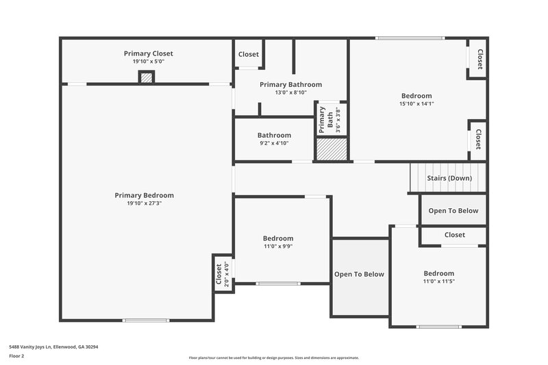 2,235/Mo, 5488 Vanity Joys Ln Ellenwood, GA 30294 Floor Plan View 2