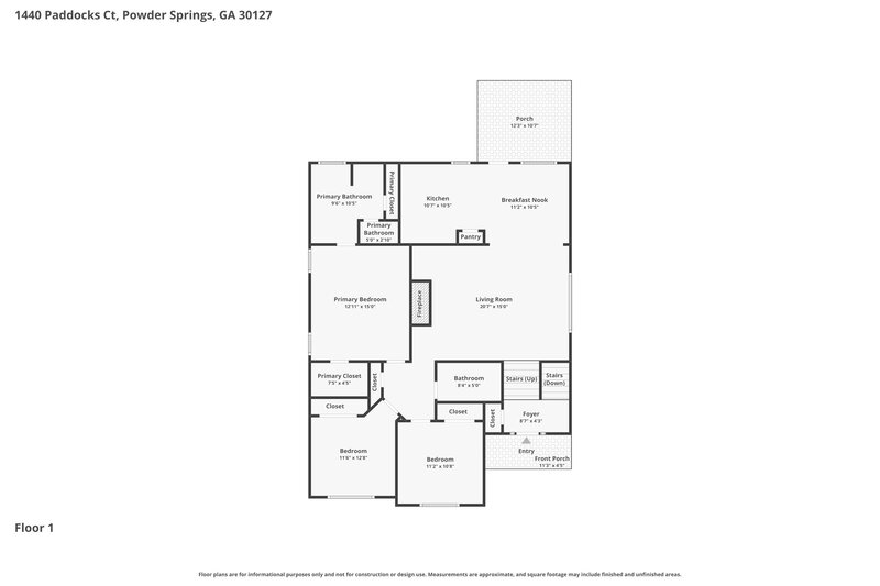 2,400/Mo, 1440 Paddocks Ct Powder Springs, GA 30127 Floor Plan View 2