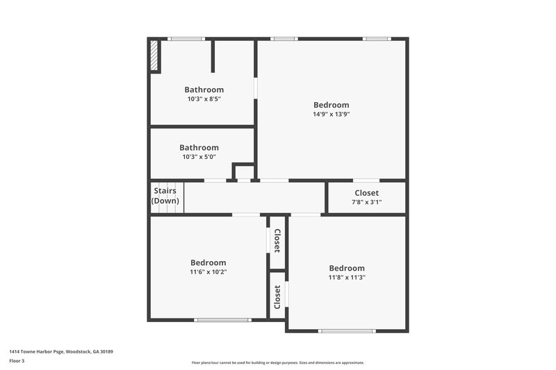 2,240/Mo, 1414 Towne Harbor Psge Woodstock, GA 30189 Floor Plan View 3