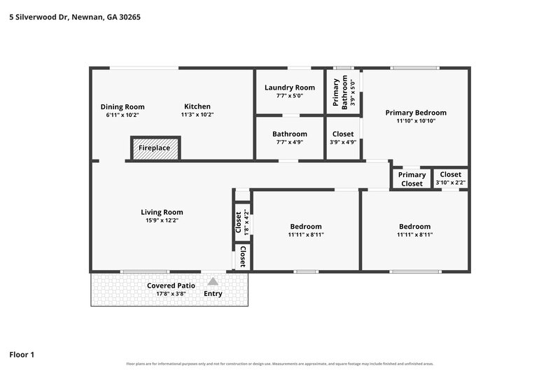 1,615/Mo, 5 Silverwood Dr Newnan, GA 30265 Floor Plan View