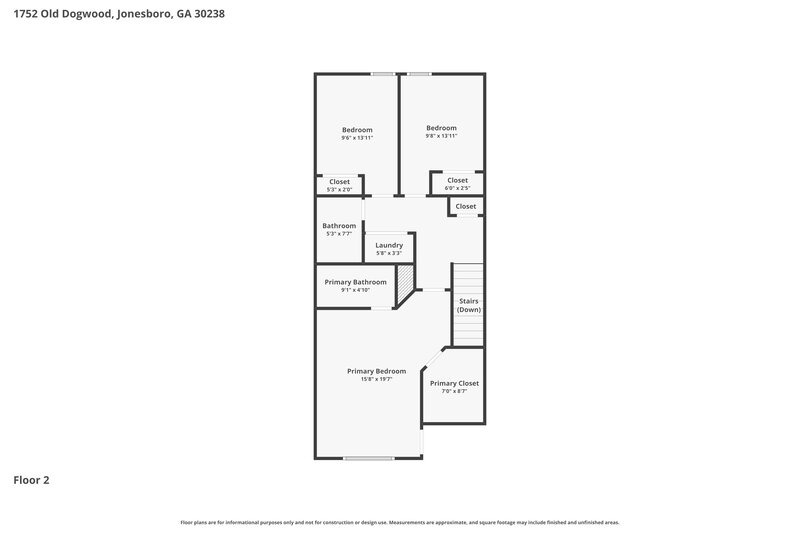 1,780/Mo, 1752 Old Dogwood Jonesboro, GA 30238 Floor Plan View 2