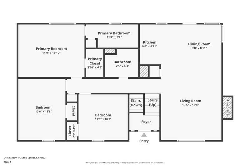 1,835/Mo, 2686 Lantern Trl Lithia Springs, GA 30122 Floor Plan View