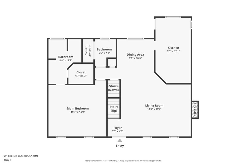1,985/Mo, 201 Brick Mill Dr Canton, GA 30115 Floor Plan View 2