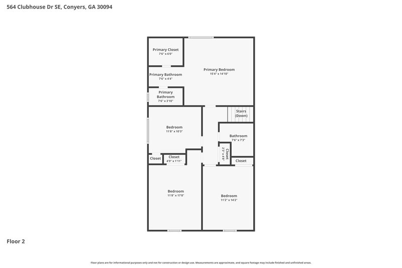 2,020/Mo, 564 Clubhouse Dr SE Conyers, GA 30094 Floor Plan View 2