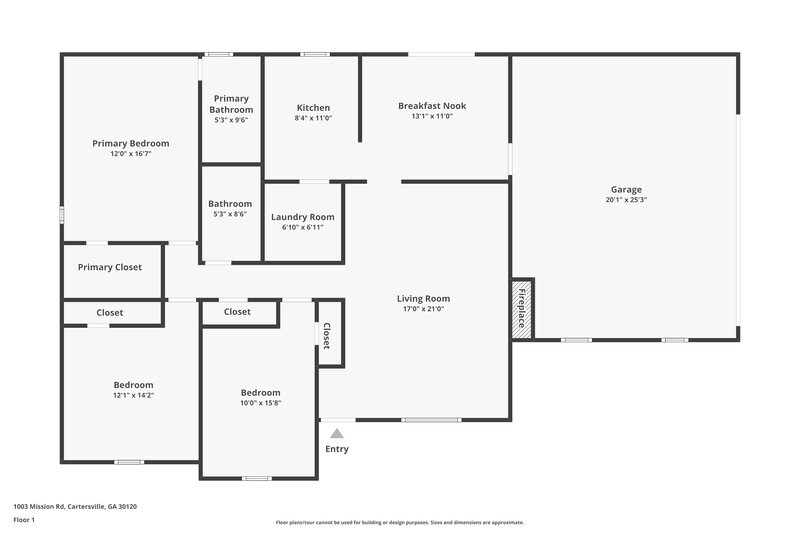 1,780/Mo, 1003 Mission Rd SW Cartersville, GA 30120 Floor Plan View