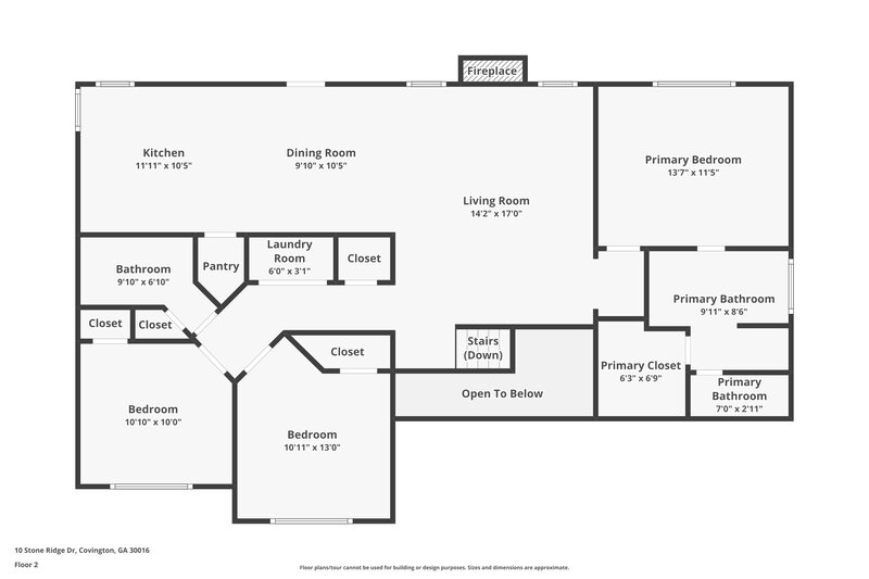 1,810/Mo, 10 Stone Ridge Dr Covington, GA 30016 Floorplan View
