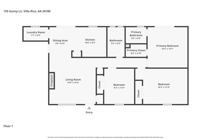 1,695/Mo, 155 Sunny Ln Villa Rica, GA 30180 Floorplan View
